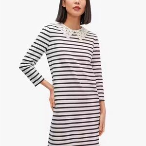 Kate Spade Striped Long Sleeve Dress with Lace Collar